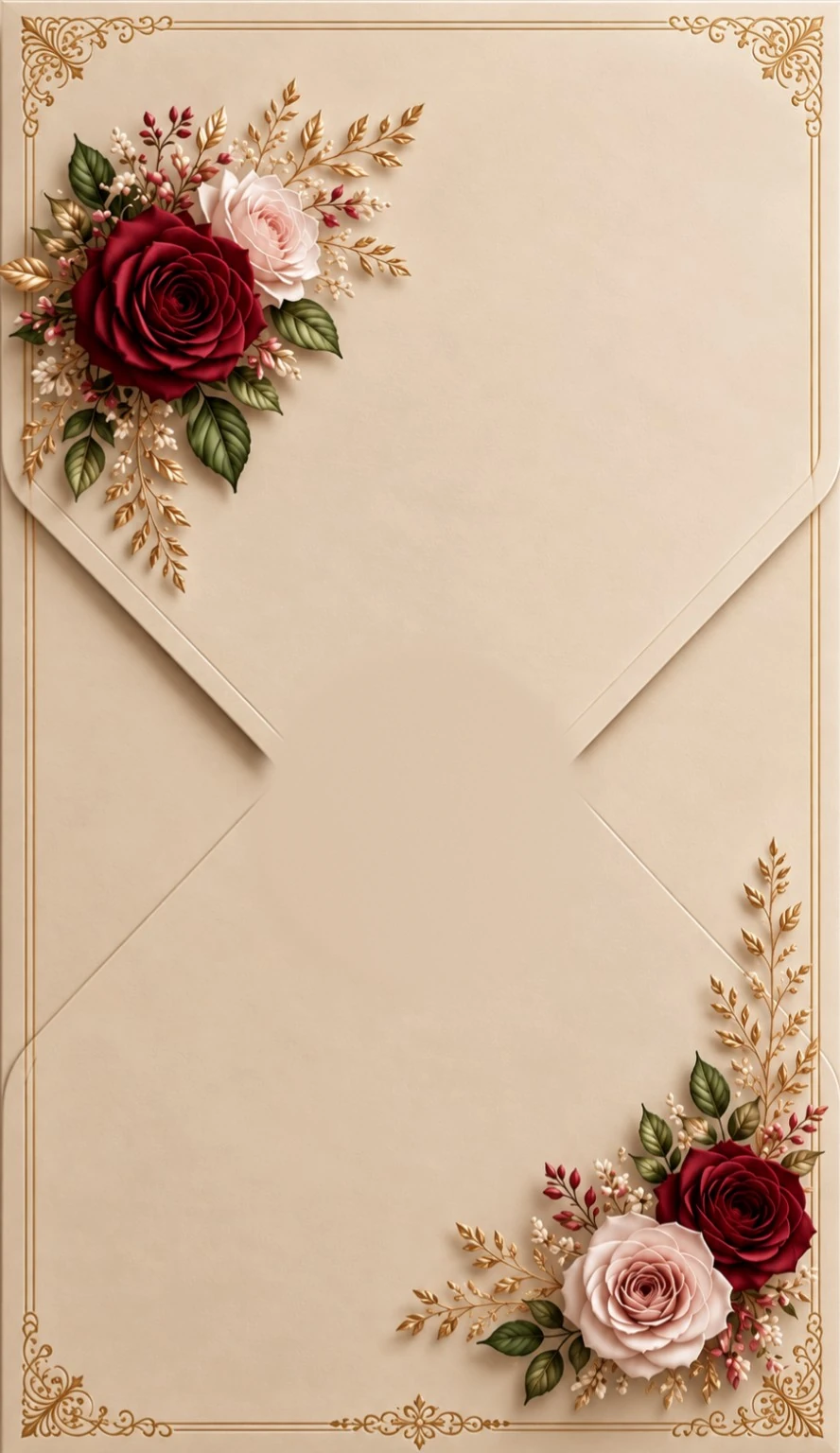 Cream wedding envelope with roses